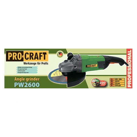 Bruska úhlová PROCRAFT PW2600, 230mm | PW2600